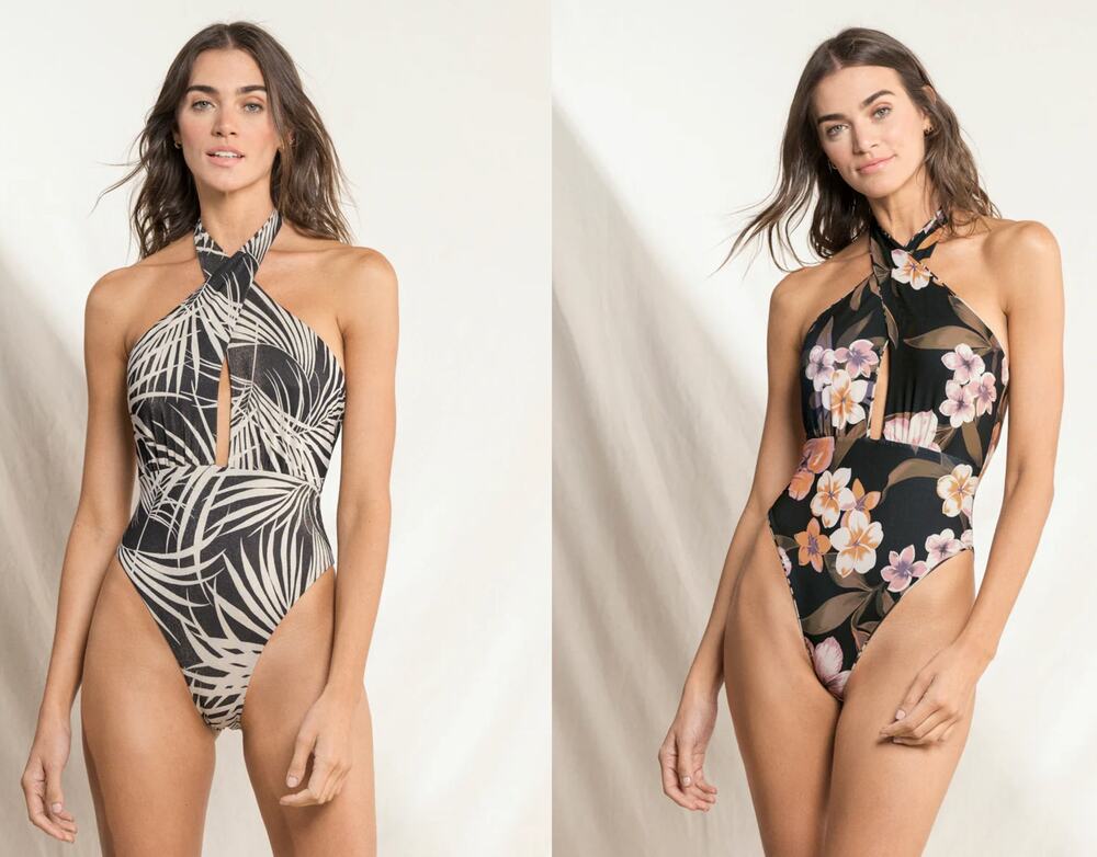 Maaji Areca Palm Nunik Plunge Reversible One Piece Bathing Suit Womens Medium